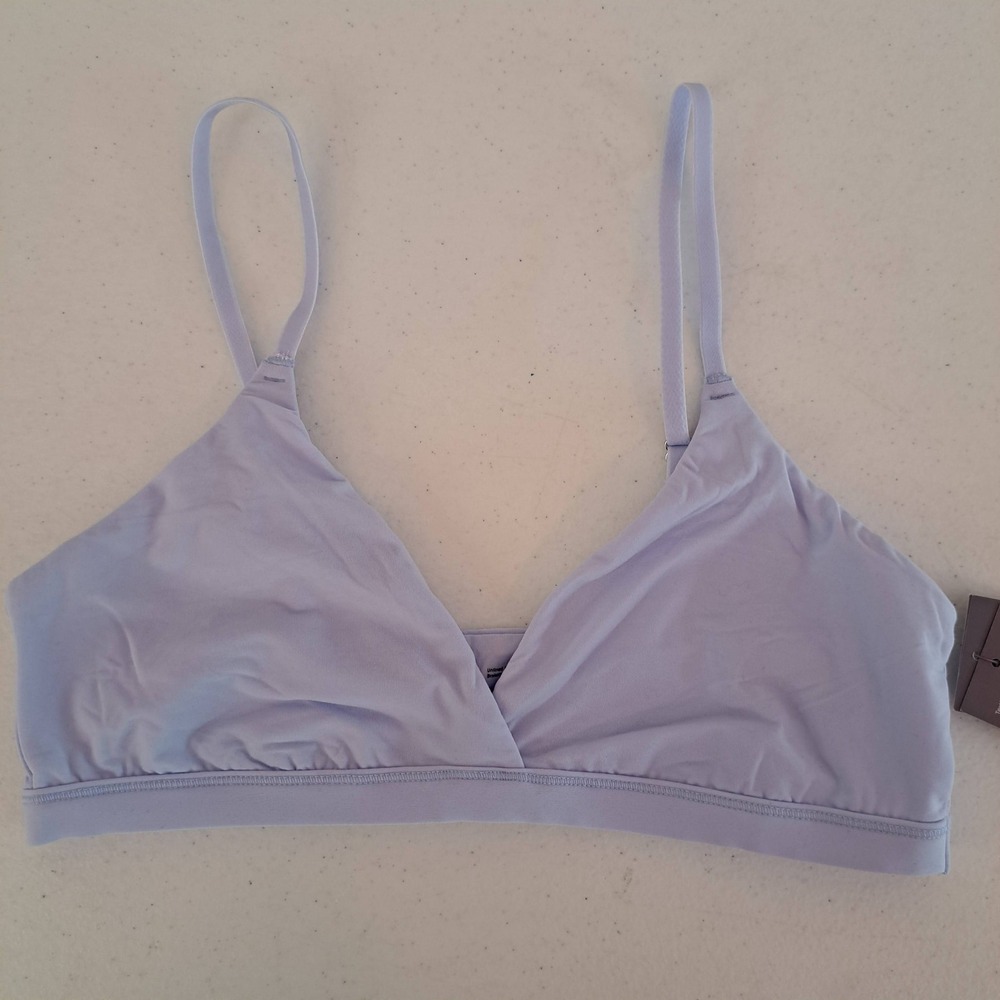 Auden Triangle Bralette Womens‎ Small Blue NEW Luxe Stretch Unlined 1104-160-B46